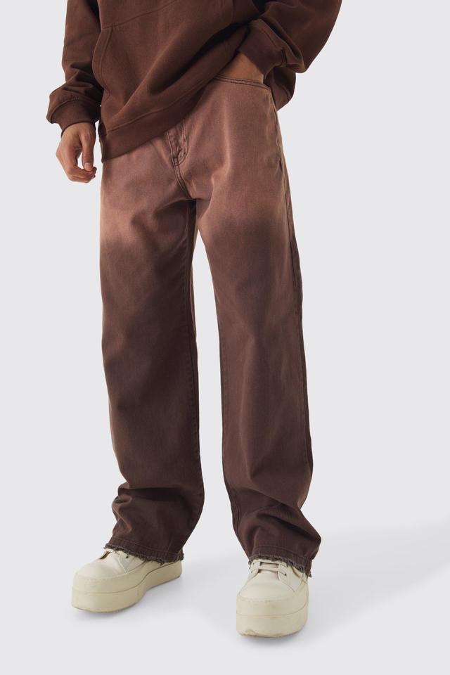 Fixed Waist Relaxed Raw Hem Washed Trouser | boohooMAN USA Product Image