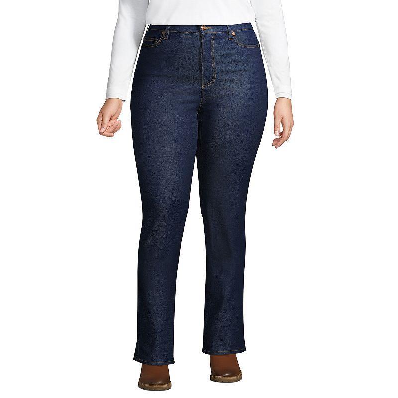 Lands End Womens Recover High Rise Bootcut Blue Jeans Product Image