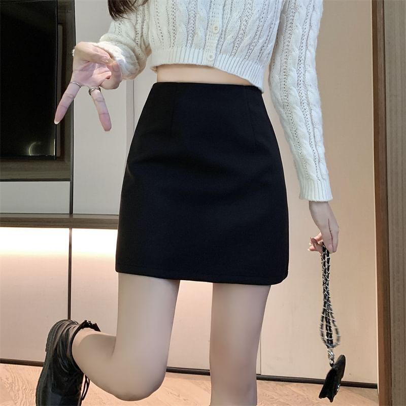 High Rise Plain Mini A-Line Skirt Product Image