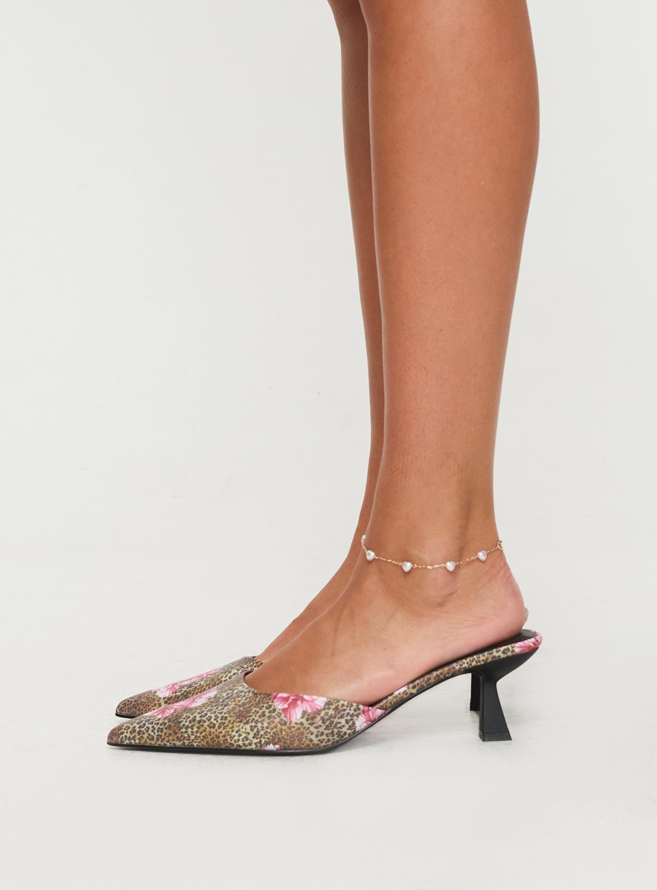 Ciaran Pointed Toe Heels Leopard Floral Product Image