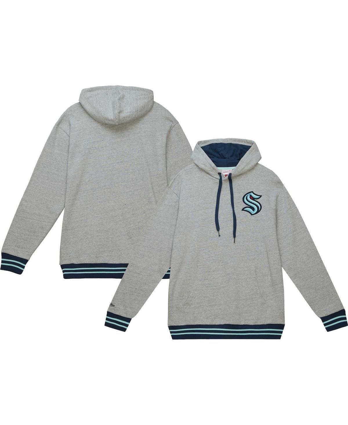 Mens Mitchell & Ness Heather Gray Seattle Kraken Classic French Terry Pullover Hoodie Product Image