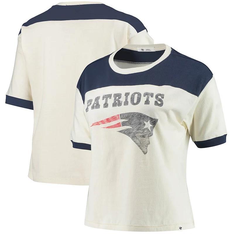 Womens 47 Cream/Navy New England Patriots Billie Cropped T-Shirt Product Image