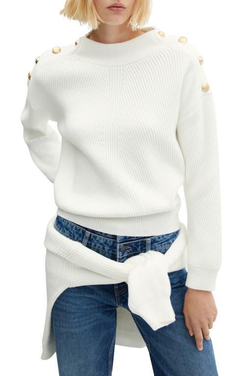 MANGO - Ribbed sweater with buttons off whiteWomen Product Image