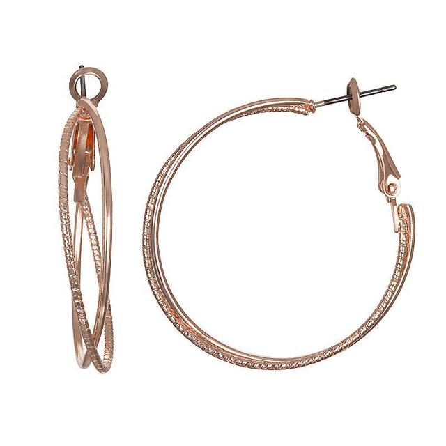 LC Lauren Conrad Criss-Cross Hoop Earrings, Womens, Pink Product Image