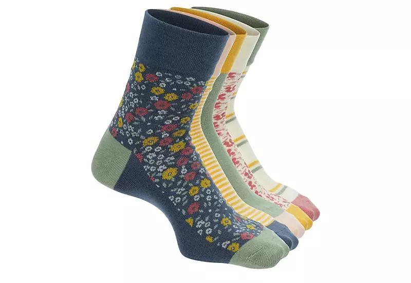 Xappeal Womens Floral Stripe Quarter Socks 5 Pairs Product Image