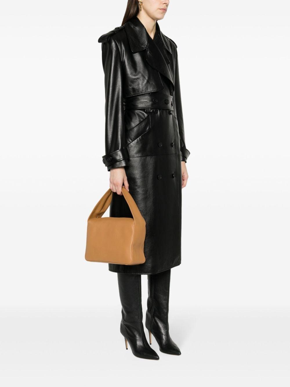 Elena Leather Shoulder Bag In Beige Product Image