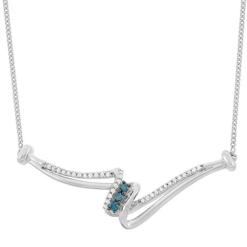 1/4 Carat T.W. Blue and White Diamond Sterling Silver Swirl Necklace, Womens Product Image