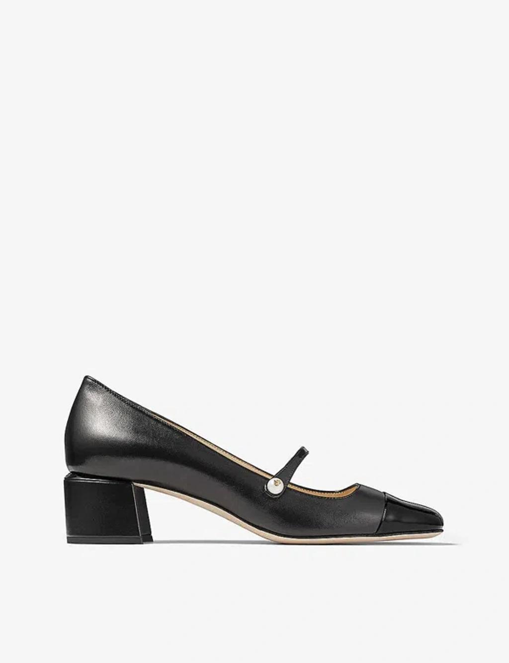 Elisa Block-heel Leather Heeled Courts In Black Product Image