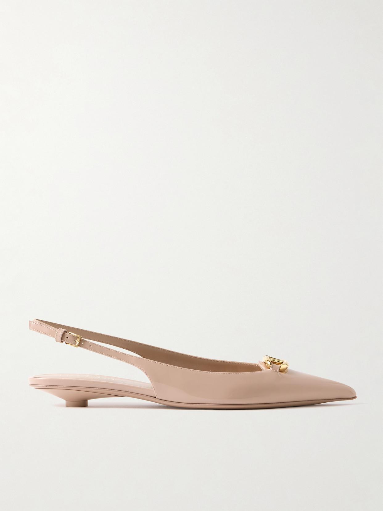 The Bold Edition Vlogo Slingback Ballerina In Patent Leather 20mm Woman Beige Ros In Beige Rose Product Image