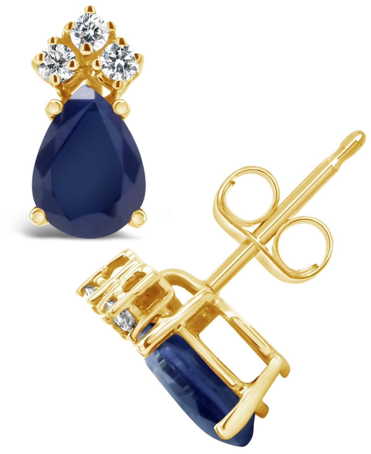 Sapphire (1 ct. t.w.) and Diamond (1/8 ct. t.w.) Stud Earrings in 14k Yellow Gold Product Image