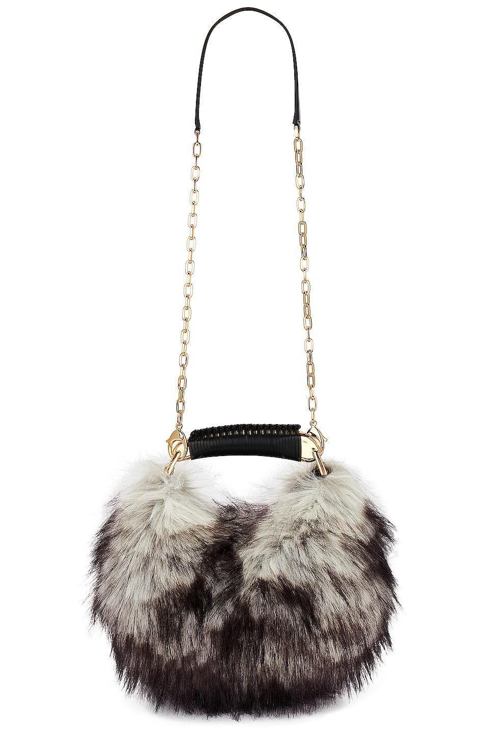 TOM FORD Faux Fur Bianca Mini Hobo Bag in Grey Melange - Grey. Size all. Product Image