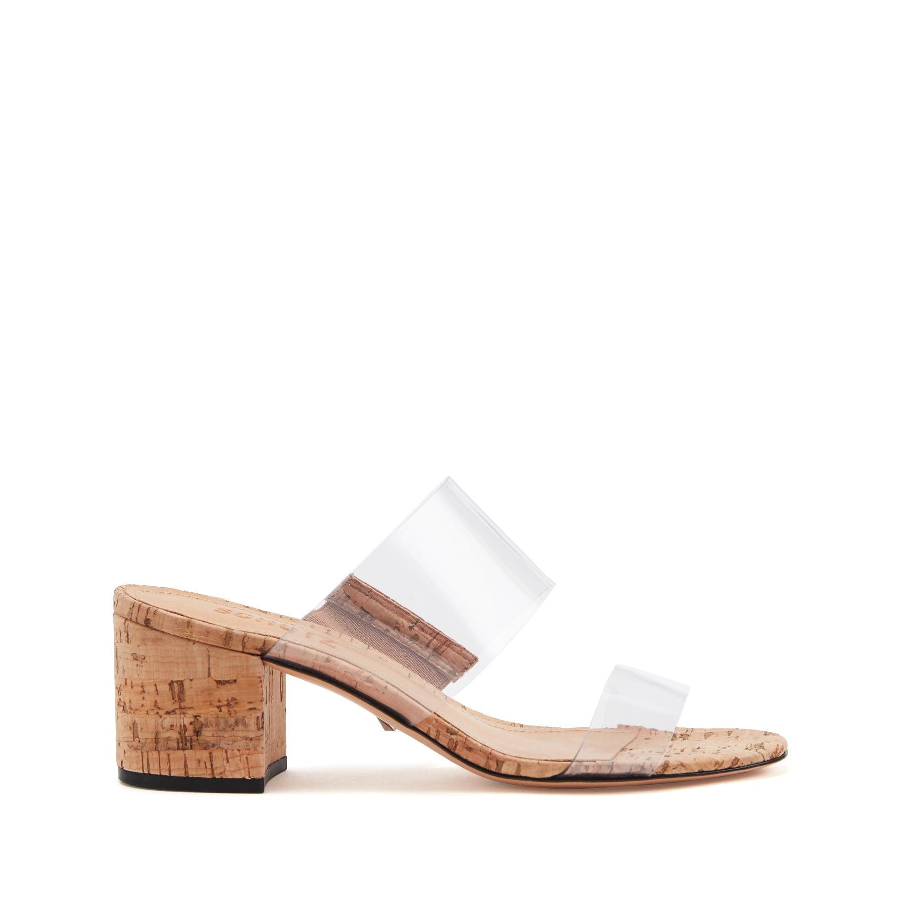 Schutz Victorie Clear Vinyl Cork Block Heel Sandals Product Image