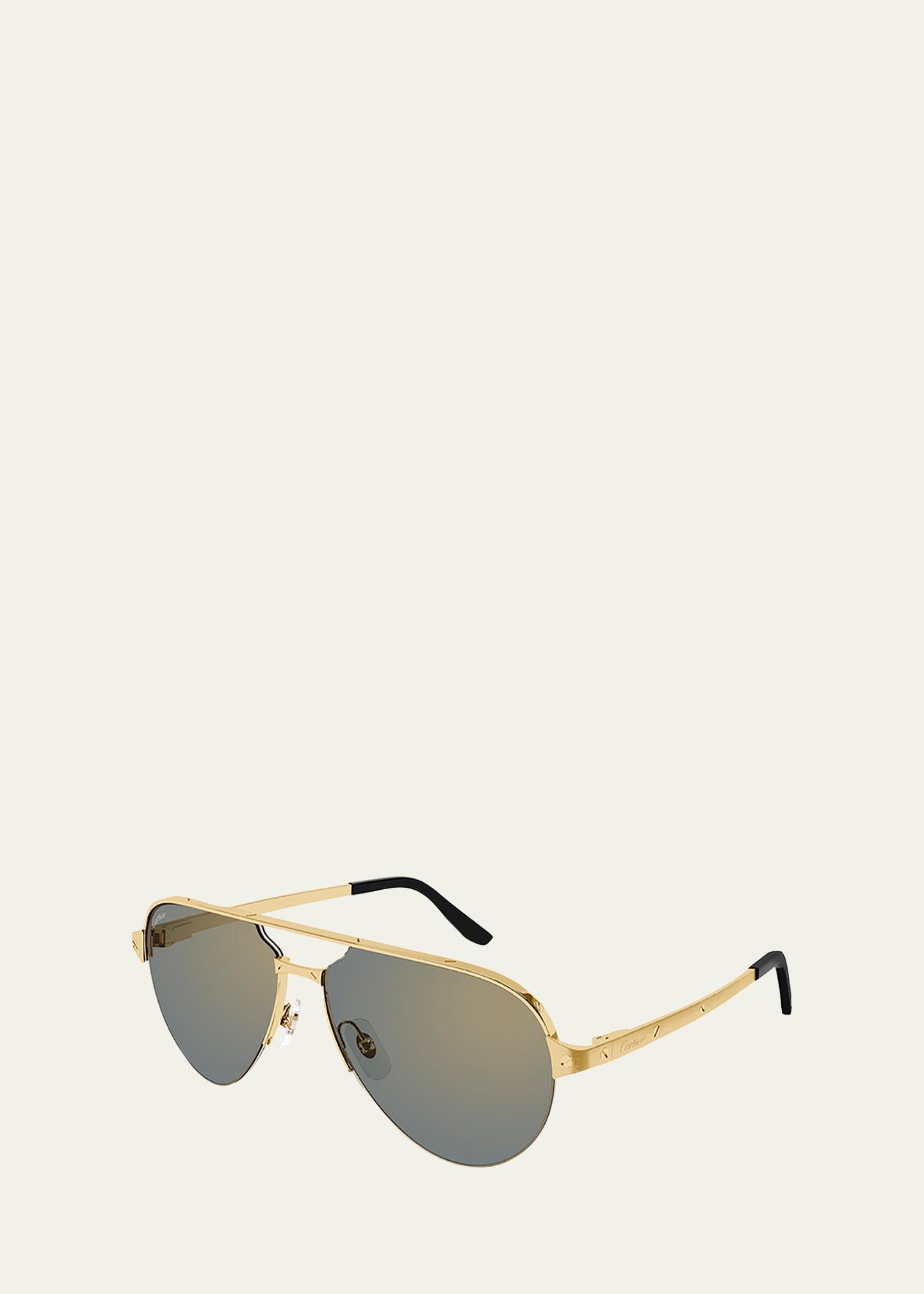 Mens Santos Evolution 60MM 24K Gold-Plated Navigator Sunglasses Product Image