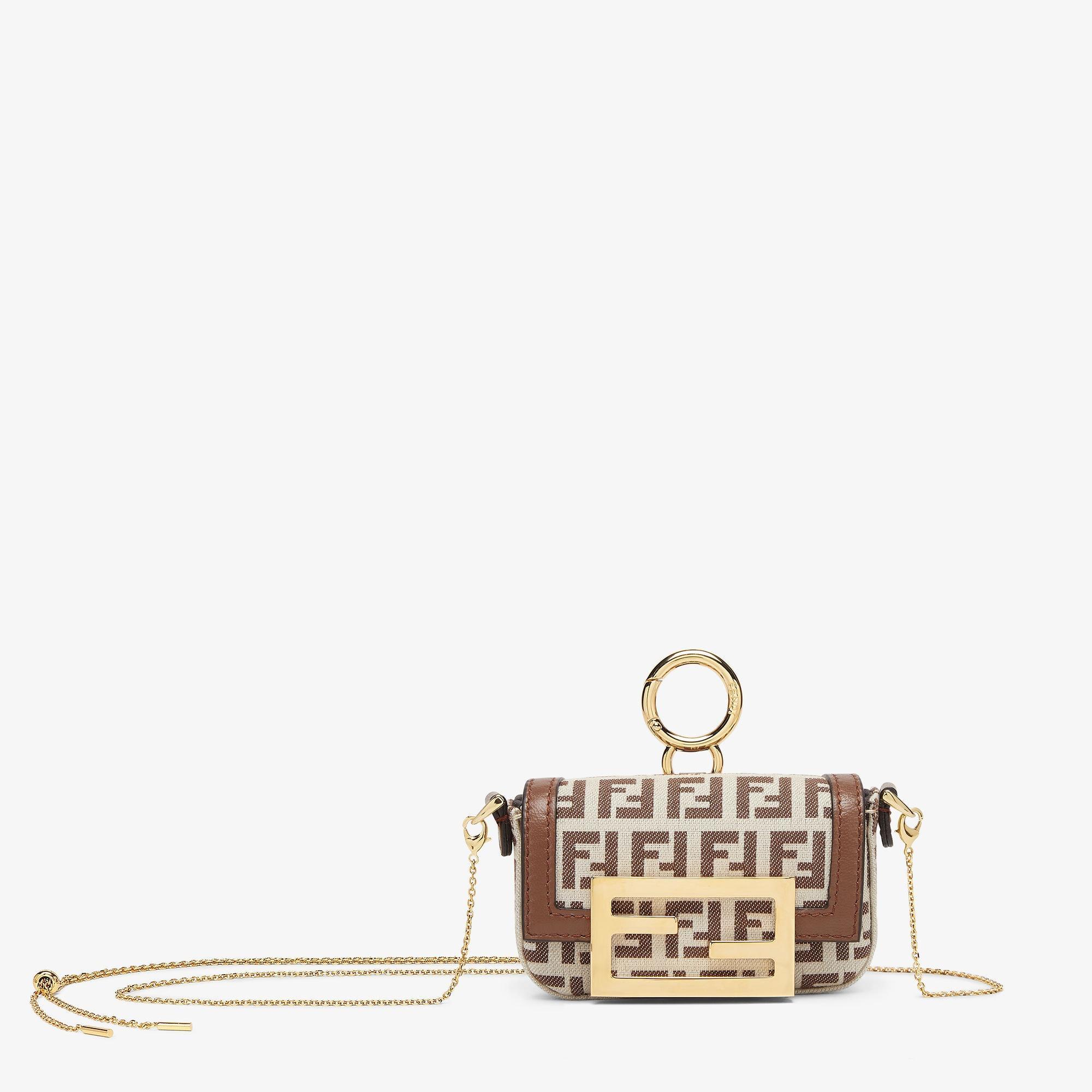 Nano Baguette CharmBrown nappa leather and fabric charm Product Image