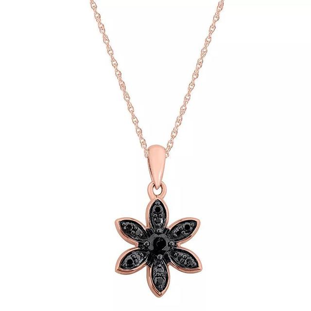 Irena Park Rose Gold Tone Sterling Silver 1/5 Carat T.W. Black Diamond Flower Pendant Necklace, Womens Pink Tone Product Image