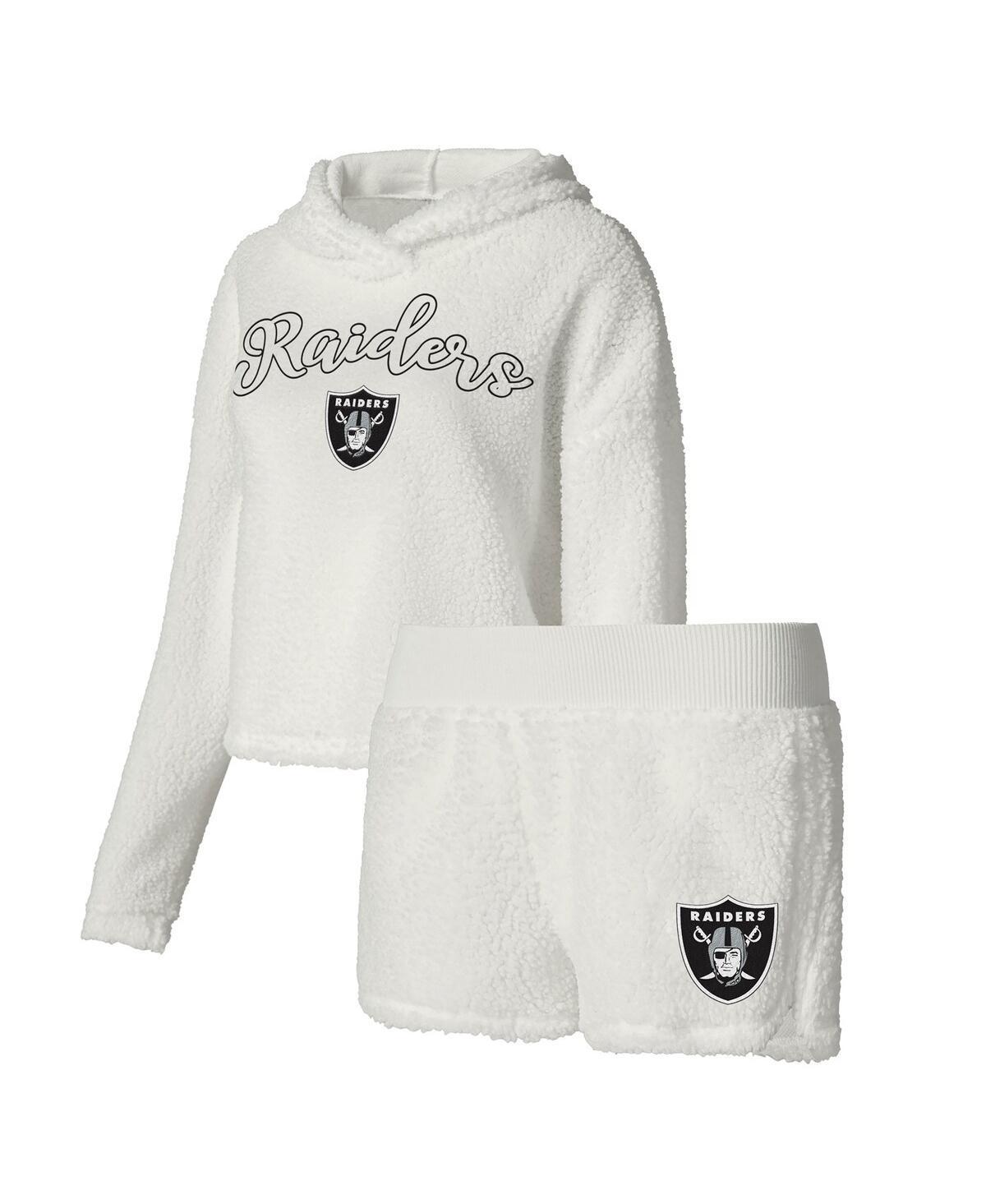 Womens Concepts Sport White Las Vegas Raiders Fluffy Pullover Sweatshirt & Shorts Sleep Set Product Image