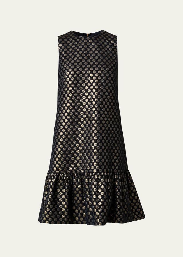 Womens Metallic Polka Dot Jacquard Shift Dress Product Image