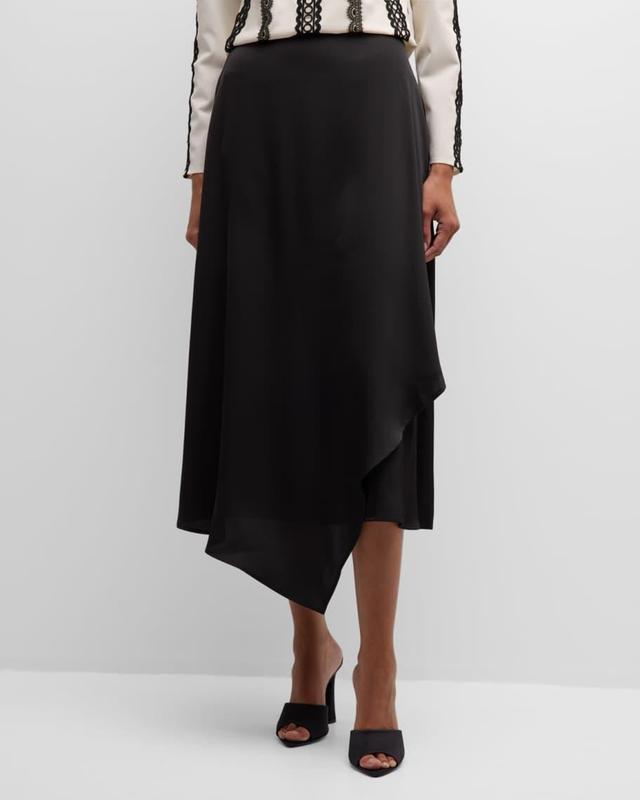 Asymmetric Charmeuse Midi Skirt Product Image