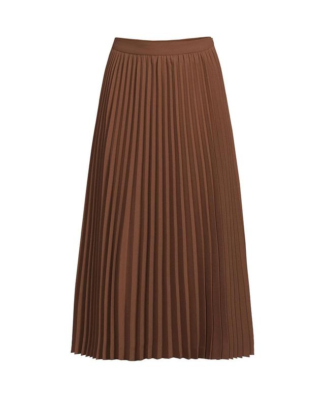 Lands End Womens Poly Crepe Pleated Midi Skirt Product Image