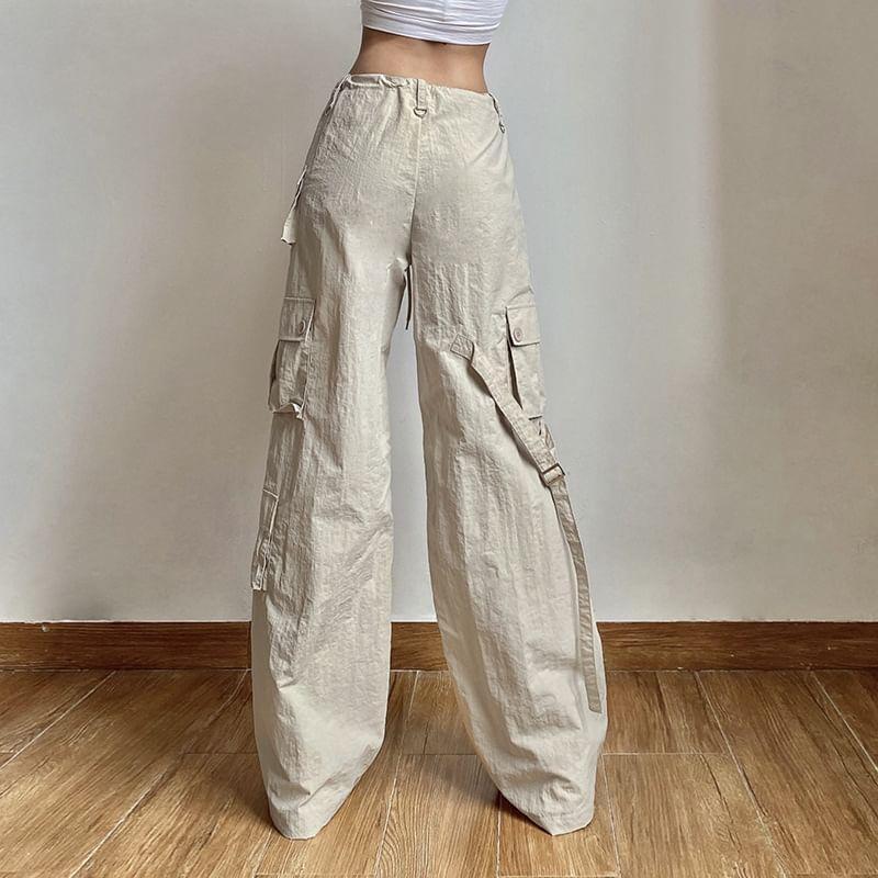 Low Rise Wide Leg Cargo Pants Product Image