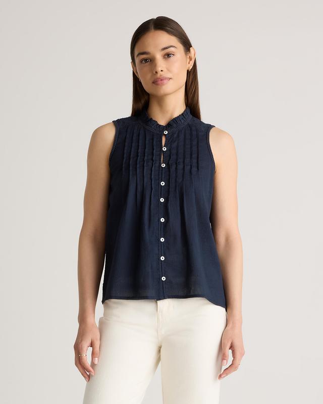 Organic Textured Cotton Sleeveless Blouse Product Image