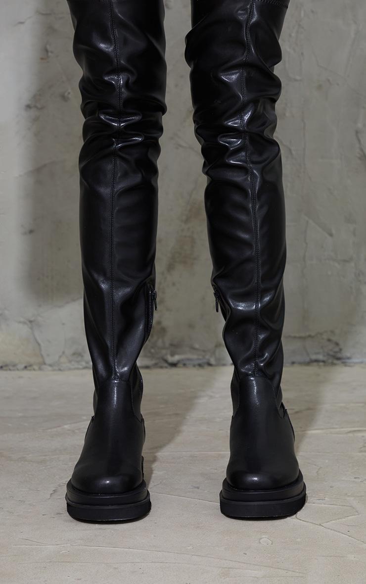 Black Double Sole Over The Knee Boots Product Image