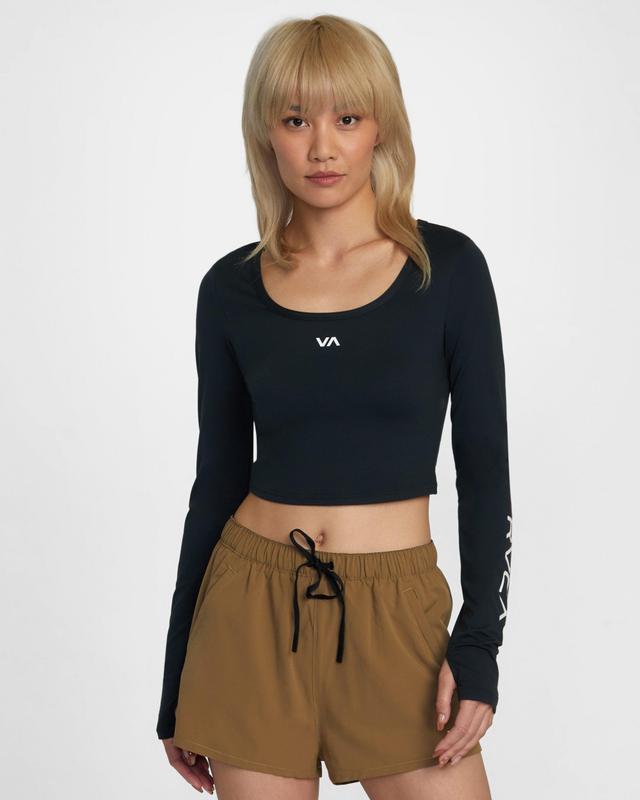 Essential Long Sleeve Cropped T-shirt - Black Product Image