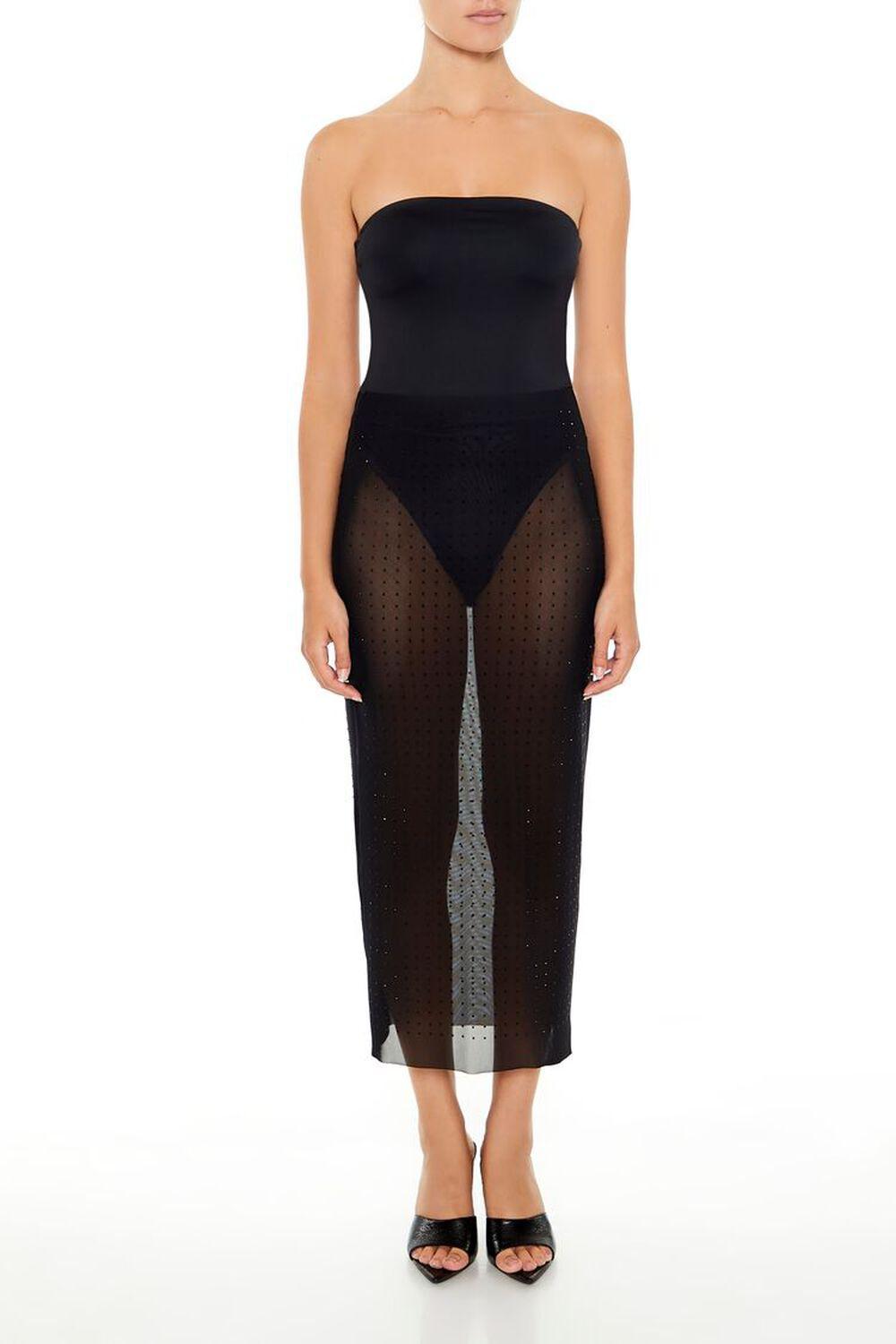 Sheer Mesh Rhinestone Maxi Skirt | Forever 21 Product Image