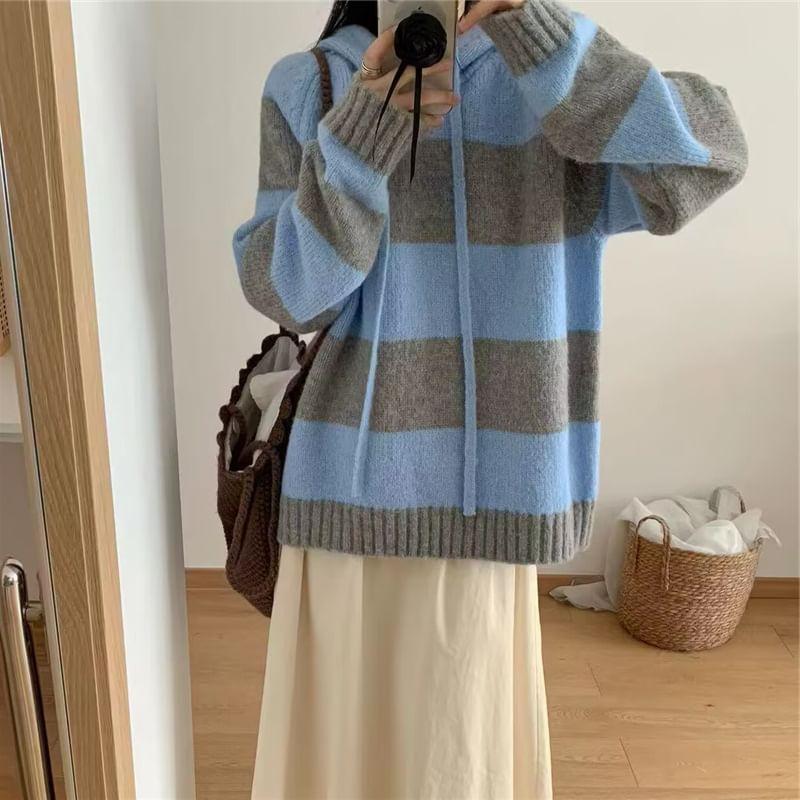 Striped Hood Sweater Product Image