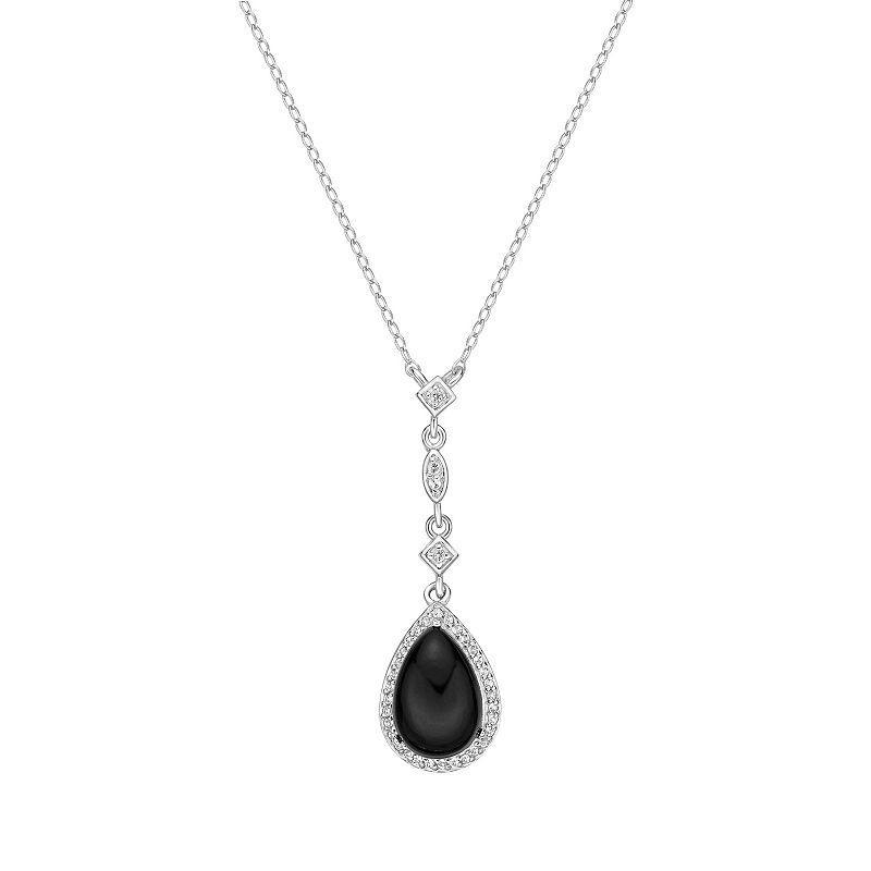 Gemminded Sterling Silver Black Onyx Pendant Necklace, Womens Product Image