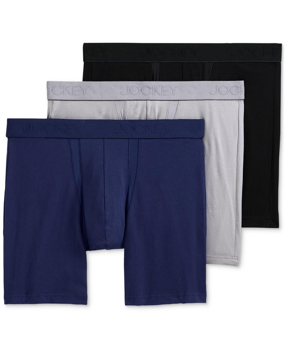 Mens Jockey 3-Pack Chafe Proof Pouch Cotton Stretch Boxer 5 Boxer Brief, Mens Brt Blue Product Image