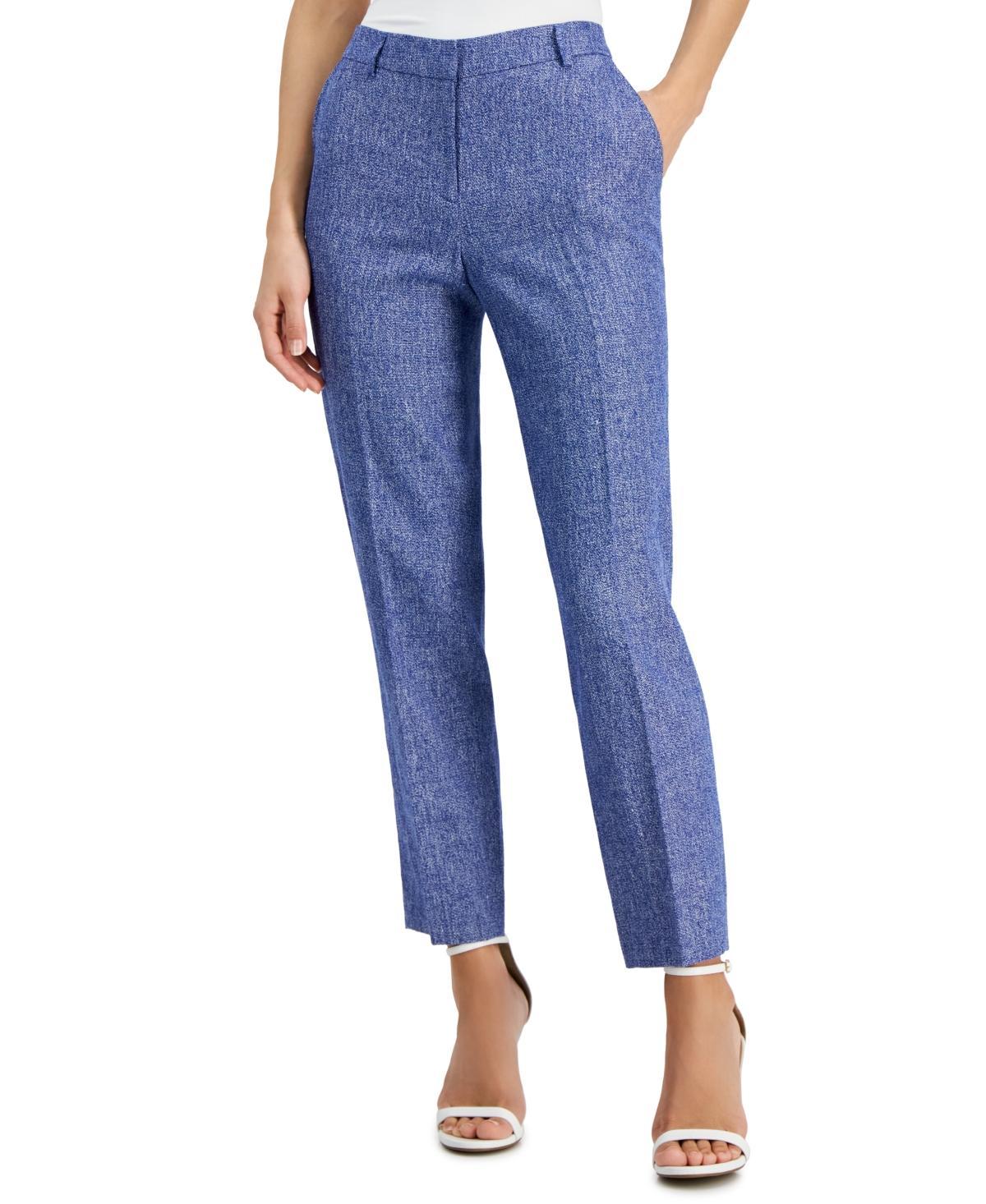 Anne Klein Womens Linen-Blend Straight Ankle Pants Product Image