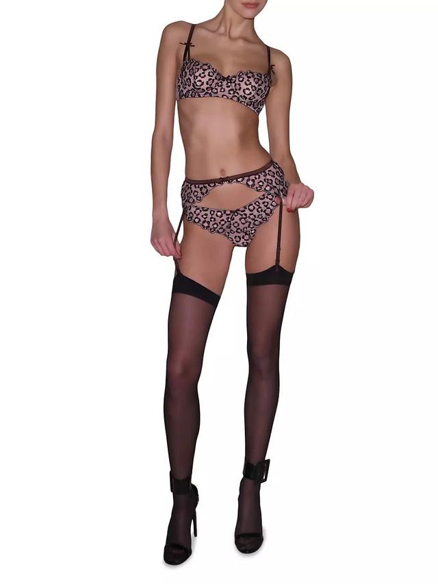 Leopard Embroidered Stretch-Silk Balconette Bra Product Image