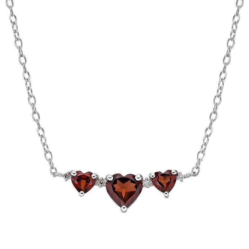 Gemminded Sterling Silver Garnet & Diamond Accent Necklace, Womens Product Image