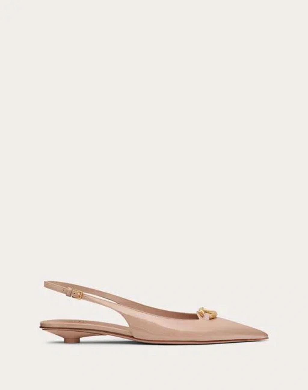 The Bold Edition Vlogo Slingback Ballerina In Patent Leather 20mm Woman Beige Ros In Beige Rose Product Image