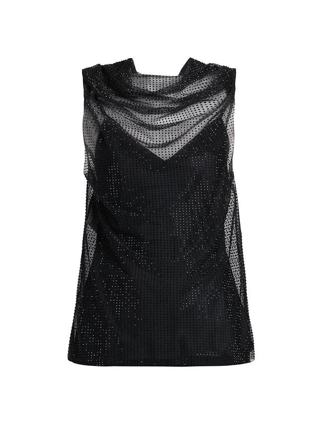 Womens Netted Rhinestone Tulle Cowl Top Product Image