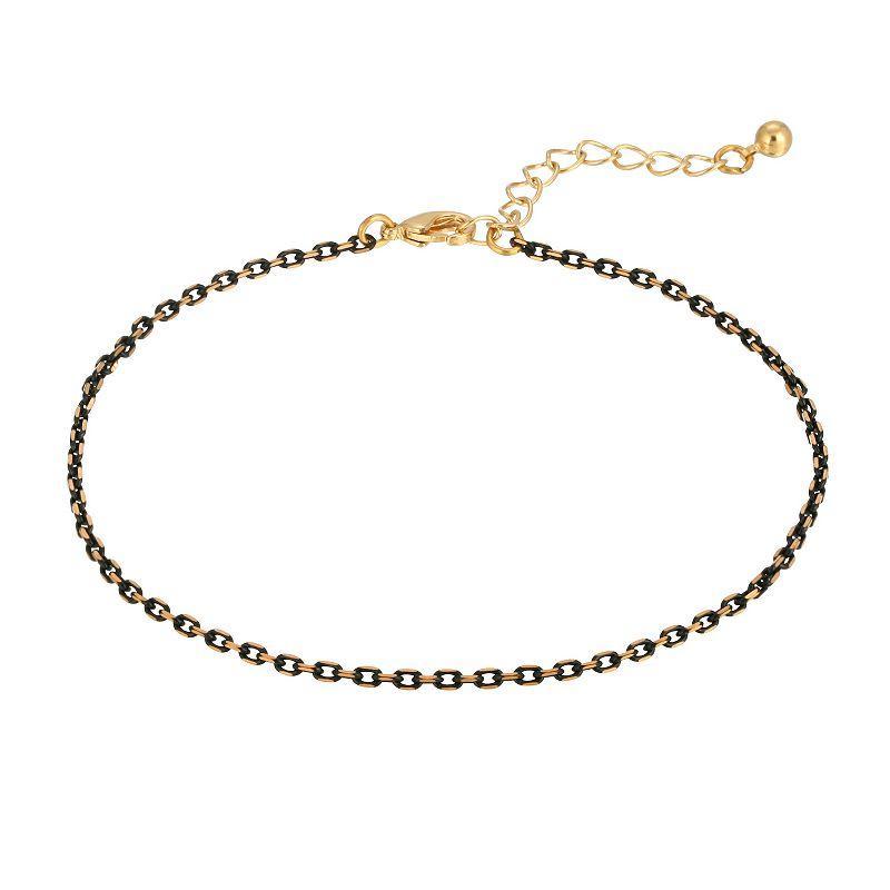 1928 Gold Tone & Black Tone Chain Anklet, Womens Product Image