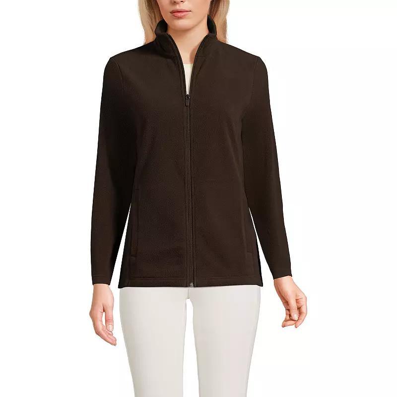 Petite Lands End Full Zip Fleece Jacket, Womens Deep Brown Product Image