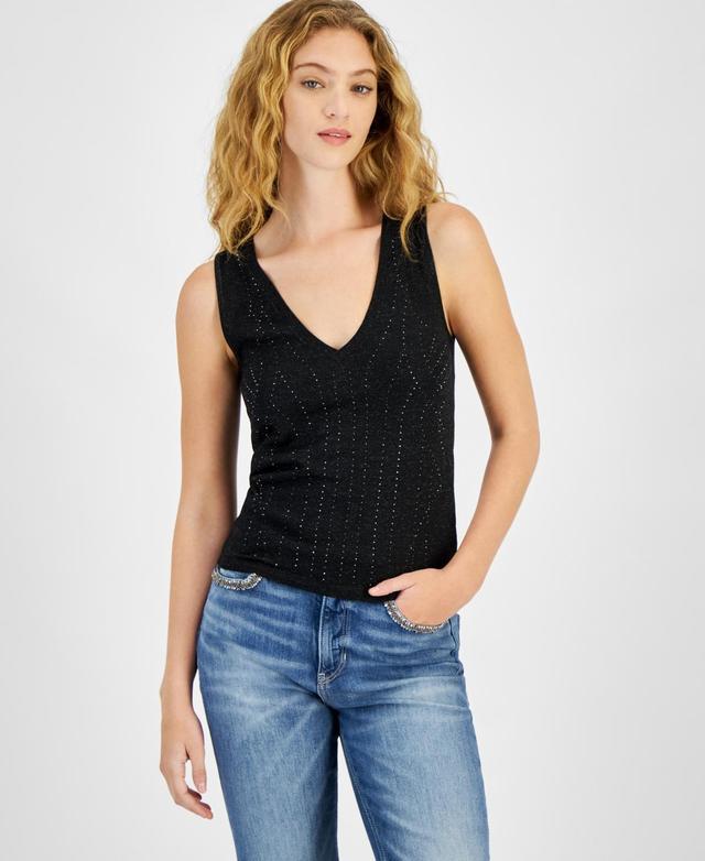 Guess Womens Janine Rhinestone Sleeveless Sweater Product Image