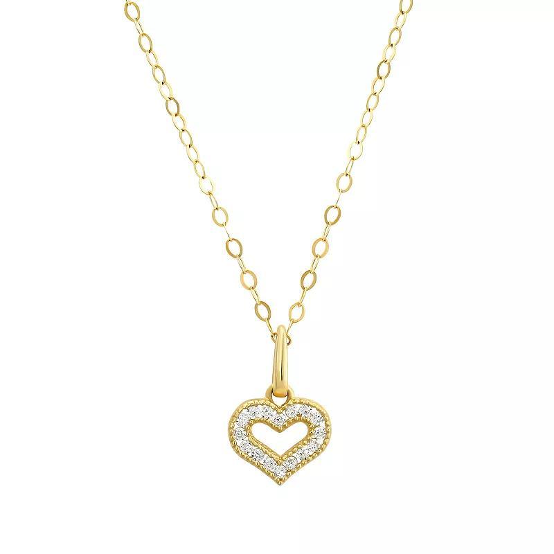 Womens Forever Radiant 10k Gold Cubic Zirconia Open Heart Pendant Necklace 14k Gold Product Image