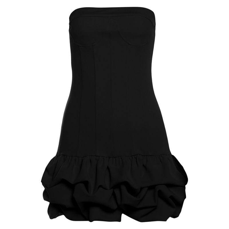 Plain Ruched Mini Balloon Tube Dress Product Image