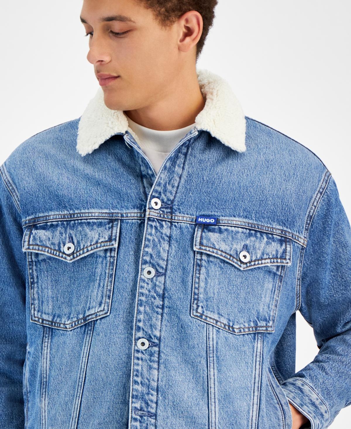 HUGO BOSS Men's Dex Sherpa-lined Denim Jacket In Navy Product Image