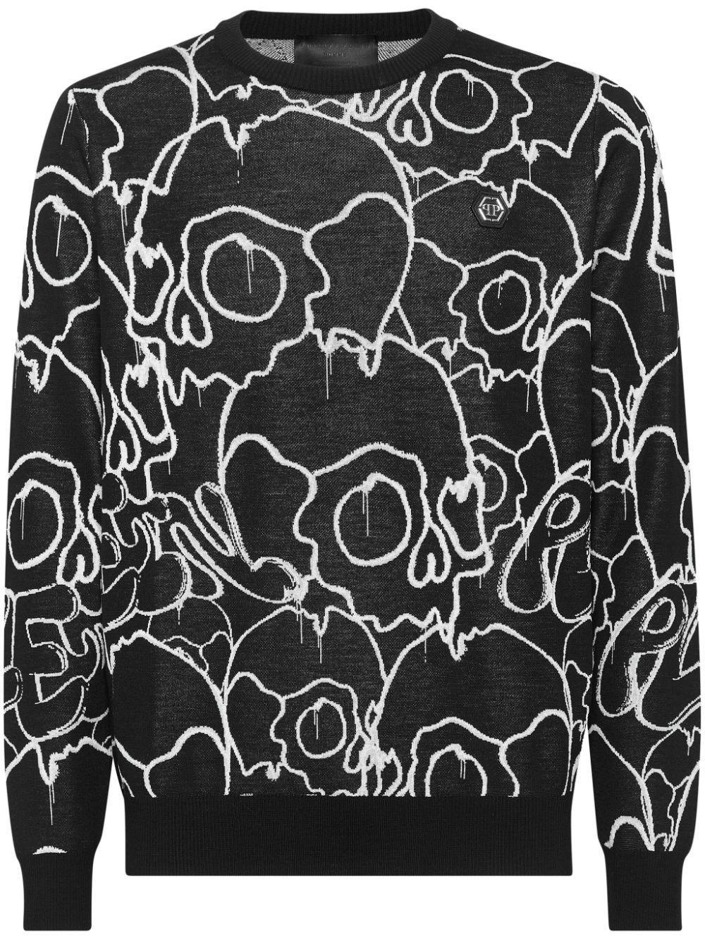 Dripping Skull Jumper In Black Product Image