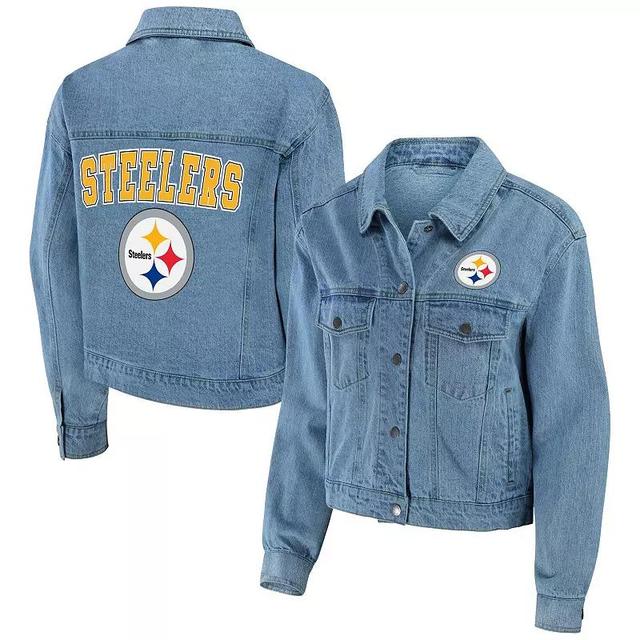 Womens WEAR by Erin Andrews Pittsburgh Steelers Full-Snap Denim Jacket Product Image