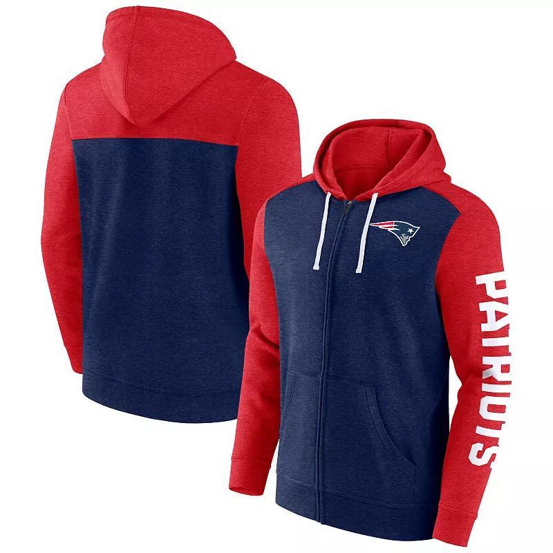 Mens Fanatics Branded Heather New England Patriots Down and Distance Full-Zip Hoodie Blue Product Image