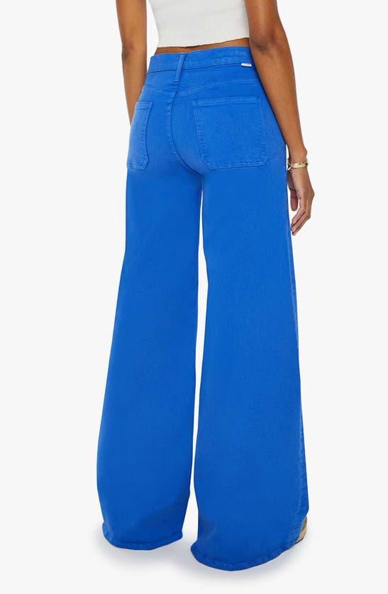 High Rise Patch Pocket Wide Leg Jeans In Snorkel Blue Product Image