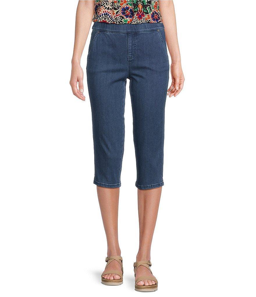 Intro Petite Size Rose Pull-On Denim Capri Product Image