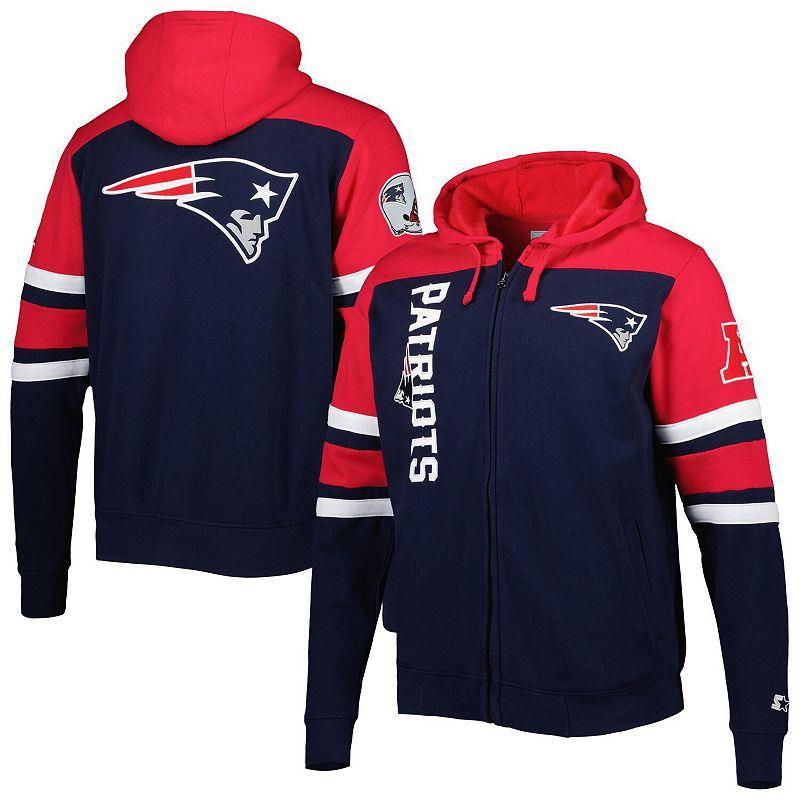 Mens Starter New England Patriots Extreme Full-Zip Hoodie Jacket Blue Product Image