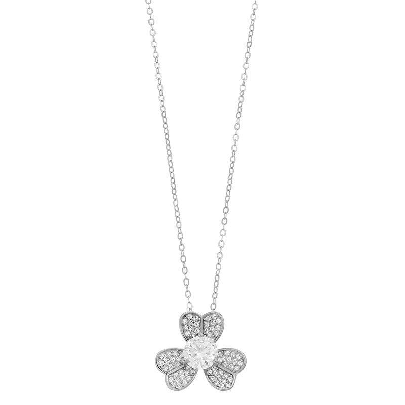 Stella Valentino Sterling Silver 1 1/5 Carat T.W. Lab-Created Moissanite Blooming Flower Pendant Necklace, Womens Product Image