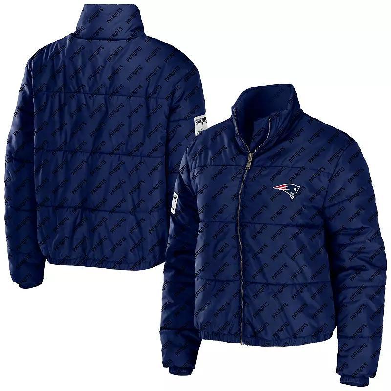 Womens WEAR by Erin Andrews College Navy Seattle Seahawks Puffer Full-Zip Cropped Jacket Product Image